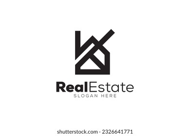 Minimal Letter k Real Estate logo design vector template