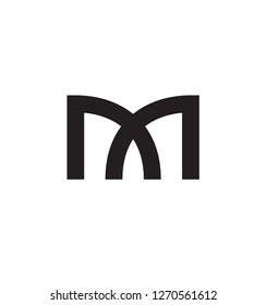 Minimal letter M black logo linear icon design.