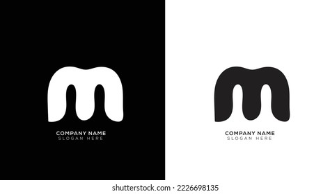 Minimal letter m black and white logo