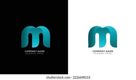 Minimal letter m black and white logo