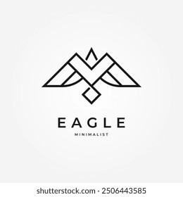 Minimal Letter M Eagle Logo Design, modern bird line style logo design, flat design logo template element, vector illustration