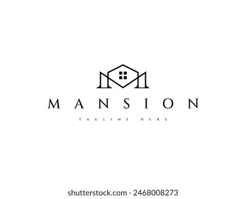 minimal letter M mansion real estate logo design