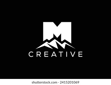 Minimal Letter M mountain logo design vector template. Initial Letter M hill vector logo