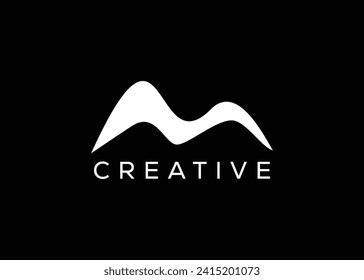 Minimal Letter M mountain logo design vector template. Initial Letter M hill vector logo