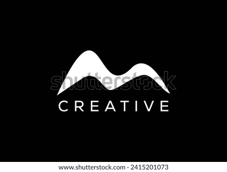Minimal Letter M mountain logo design vector template. Initial Letter M hill vector logo