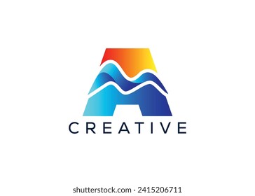 Minimal Letter A mountain logo design vector template. Initial Letter A hill vector logo