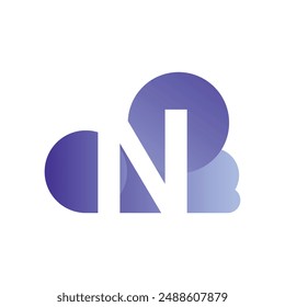 Minimal Letter N cloud logo vector template