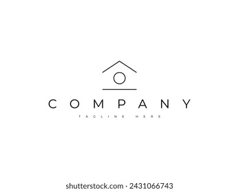 minimal letter O house real estate logo design