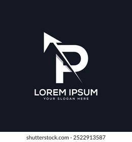 Minimal Letter P Arrow Logo Design Konzept Illustration. abstrakte moderne p-Pfeil-Design-Vorlage.