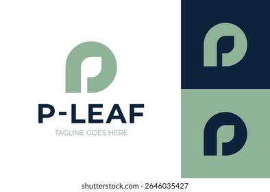 Minimal Letter P eco leaves logo icon design template elements. Plant Leaf Logo Design. Creative Idea logos designs Vector illustration template.