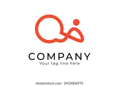 Minimal letter Q human logo vector design template. simple q people logo concept