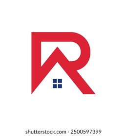 Plantilla mínima del logotipo de la casa de bienes raíces RA, AR o R