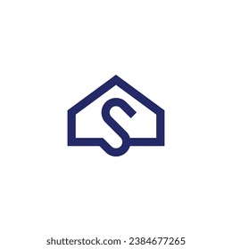 minimal letter S house home logo design template