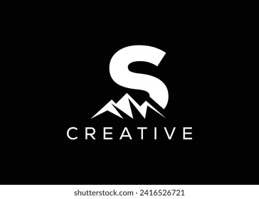 Minimal Letter S mountain logo design vector template. Initial Letter S hill vector logo