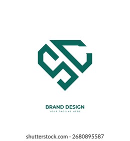 Minimal letter Sc Cs diamond shape monogram logo design for modern branding, elegant corporate identity, luxury concepts.