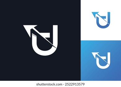 Minimal Letter U Arrow logo design concept  illustration. abstract modern u arrow design template.