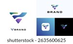 Minimal letter V with gradient color concept, Logo icon design vector editable, Symbol initial alphabet sign with modern flowing wave colorful for technology, brand identity and business company