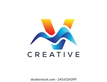 Minimal Letter V mountain logo design vector template. Initial Letter V hill vector logo.