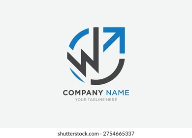 minimal letter w arrow logo vector design template