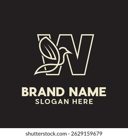 Minimal Letter W Bird Design Template, for your company