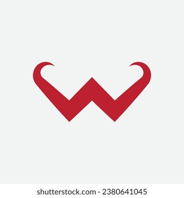 minimal letter W bull horn logo design