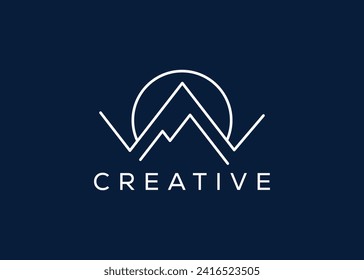 Minimal Letter W mountain logo design vector template. Initial Letter W hill vector logo