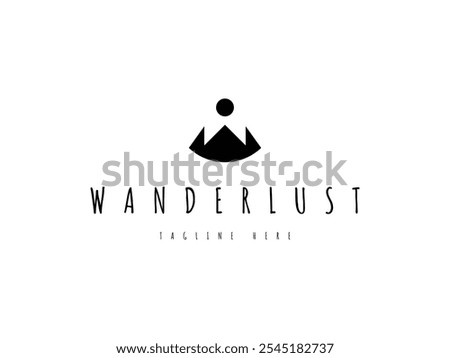 minimal letter W mountain with sun logo design