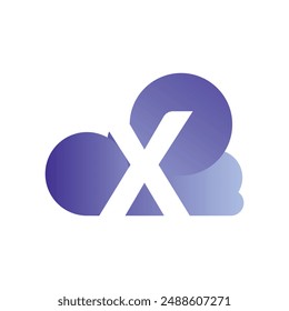 Plantilla de Vector con logotipo minimalista de Letter X cloud