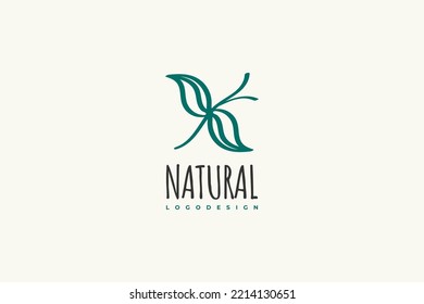 Minimal Letter X Logo with Leaf and Flower Shape