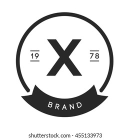 Minimal Letter X Logo. Vintage insignia or logotype.Business sign, identity, label, badge, Cafe, Hotel. Vector illustration