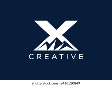 Minimal Letter X mountain logo design vector template. Initial Letter X hill vector logo