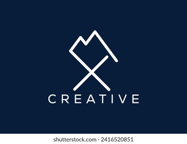 Minimal Letter X mountain logo design vector template. Initial Letter X hill vector logo