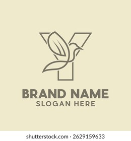 Minimal Letter Y Bird Design Template, for your company