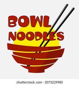 minimal lettering logo of asian cuisine with cup and chopsticks lettering