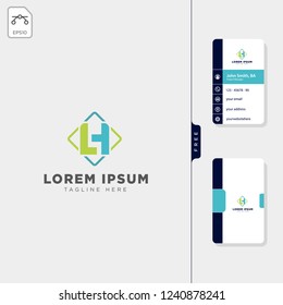 minimal LH initial logo template vector illustration free business card design template