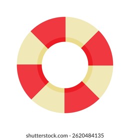Minimal lifebuoy icon in flat style representing safety and summer fun. Perfect for vacation visuals, poolside themes, or emergency signage in digital or print.