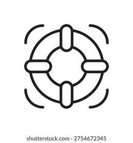 Minimal lifebuoy rescue ring line icon representing water safety, lifesaving equipment and marine emergency protection