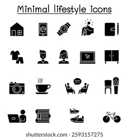 Minimal lifestyle, Hipster icons set in glyph style