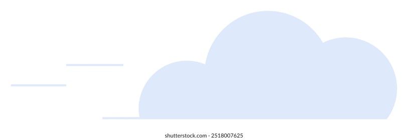 A minimal light blue cloud with two horizontal lines suggesting wind on the left side. The background is white. Themes: weather, simplicity, vector art, nature, sky.