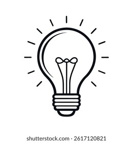 Minimal Lightbulb Line Art Vector Illustration
