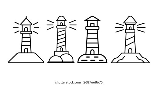 Minimal lighthouse icon sets design