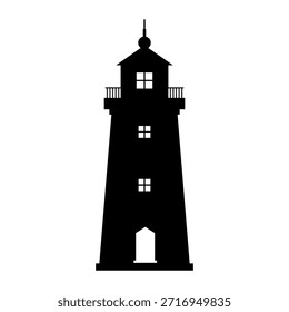 Vector mínimo de la silueta del faro, icono costero de la navegación aislado