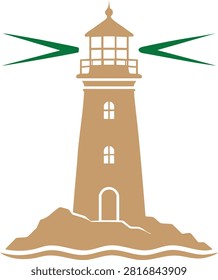 Minimal lighthouse vector icon representing navigation, coastal safety and maritime guidance.