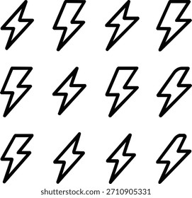 Minimal lightning bolt icon set