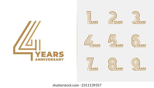 Minimal line anniversary logo collections. Birthday symbol for happy celebrations with luxury style. Number icon vector set