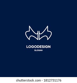 Minimal line art Bat abstract logo design inspiration, abstract logo design idea, minimal logo concept using geometric lines to form an object. Vector