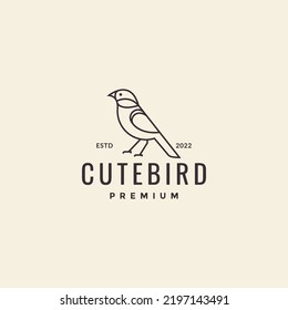 Minimal Line Art Bird Sparrow Logo Design