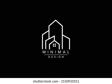 Minimal line art building logo and vector