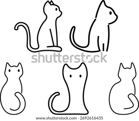 Minimal Line Art Cats in Sitting Pose