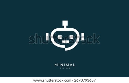 Minimal Line art Chat bot logo, Robot logo design